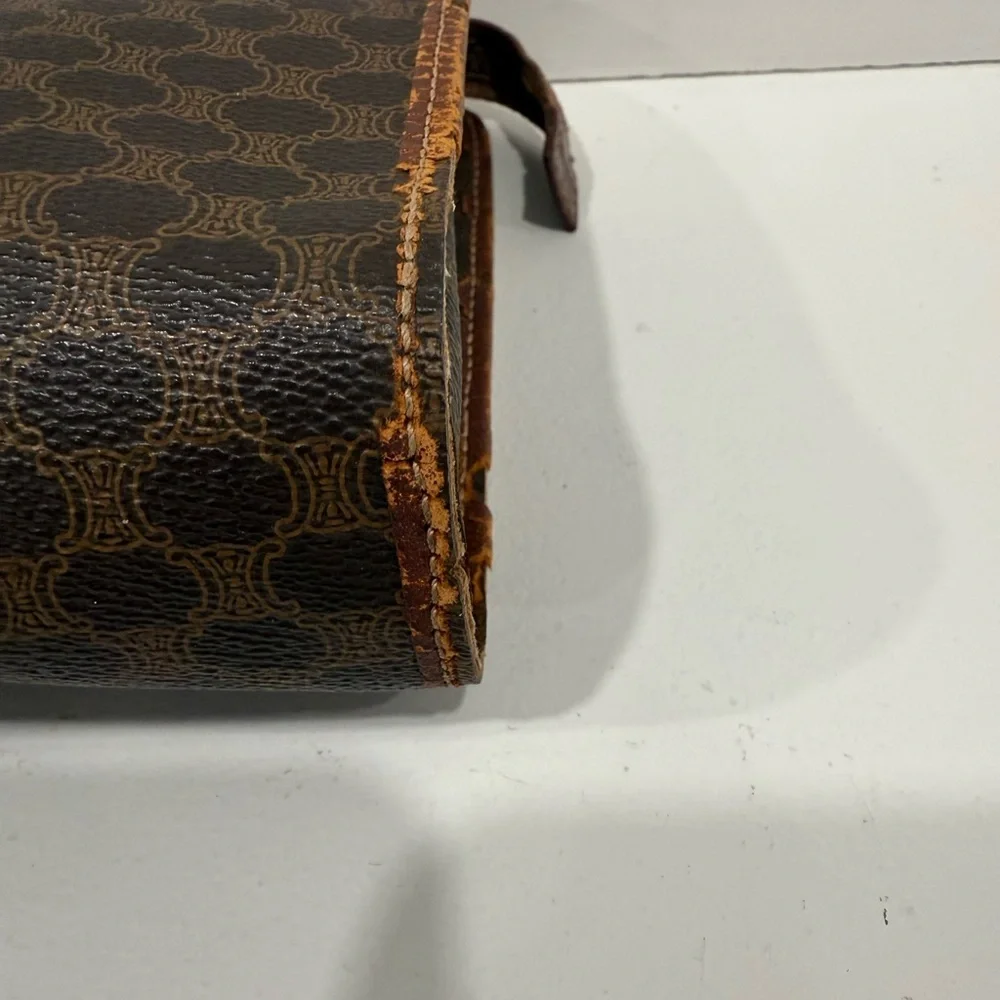 Celine Clutch Bag Purse Macadam PVC Brown Authentic - Picture 9 of 12